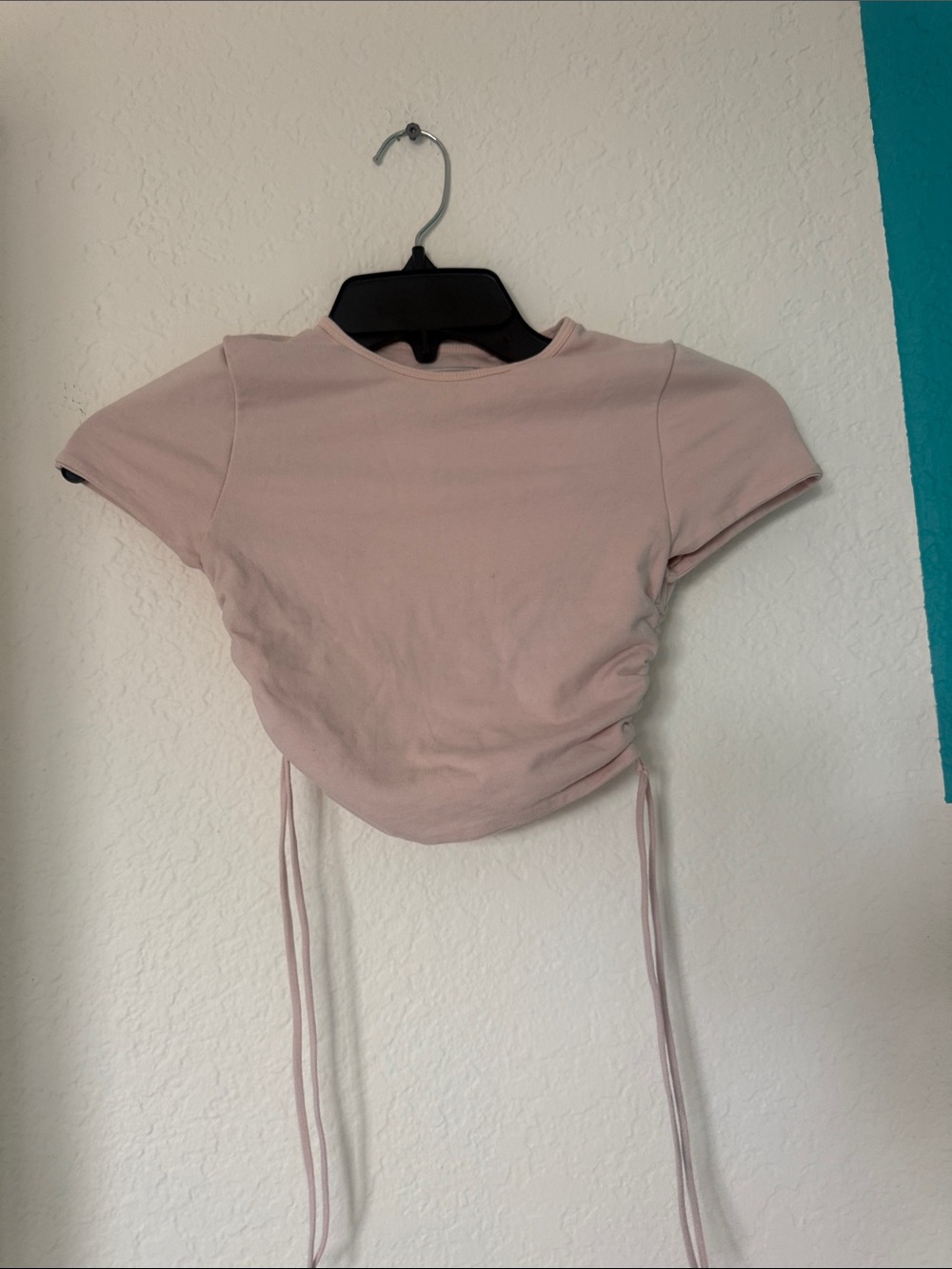 Oh Polly Blush Pink Ruched Drawstring Crop Top